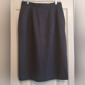 Vintage Womens Pendleton 100% Virgin Wool Dark Gray Midi Skirt w/Pockets, Sz 10